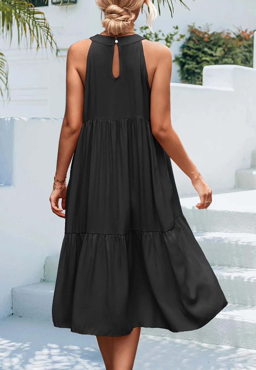 Solid Color Keyhole Back Dress - Image 12