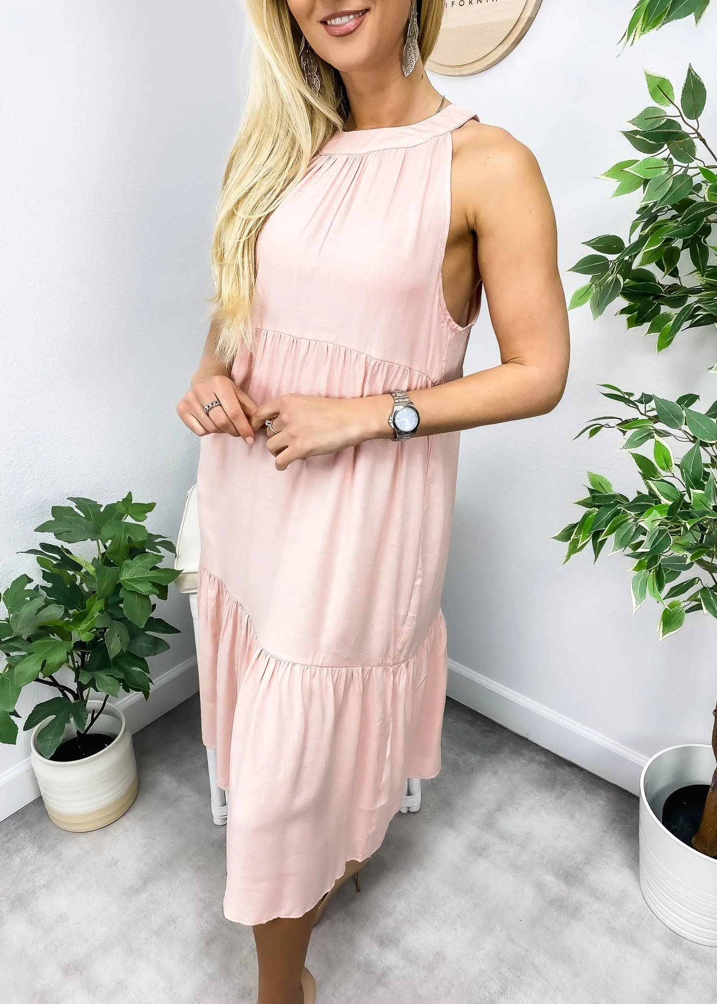 Solid Color Keyhole Back Dress - Image 5