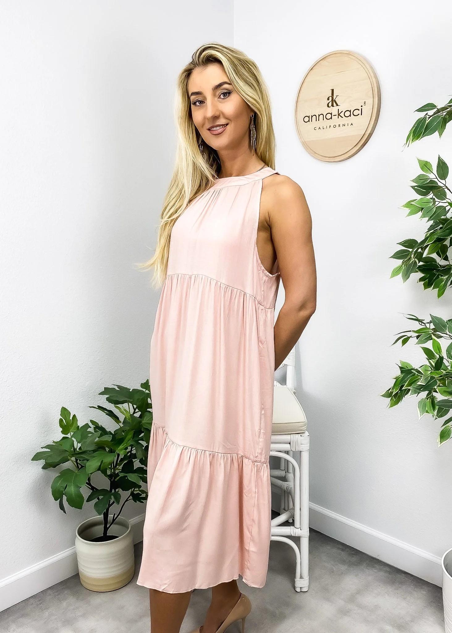 Solid Color Keyhole Back Dress - Image 6