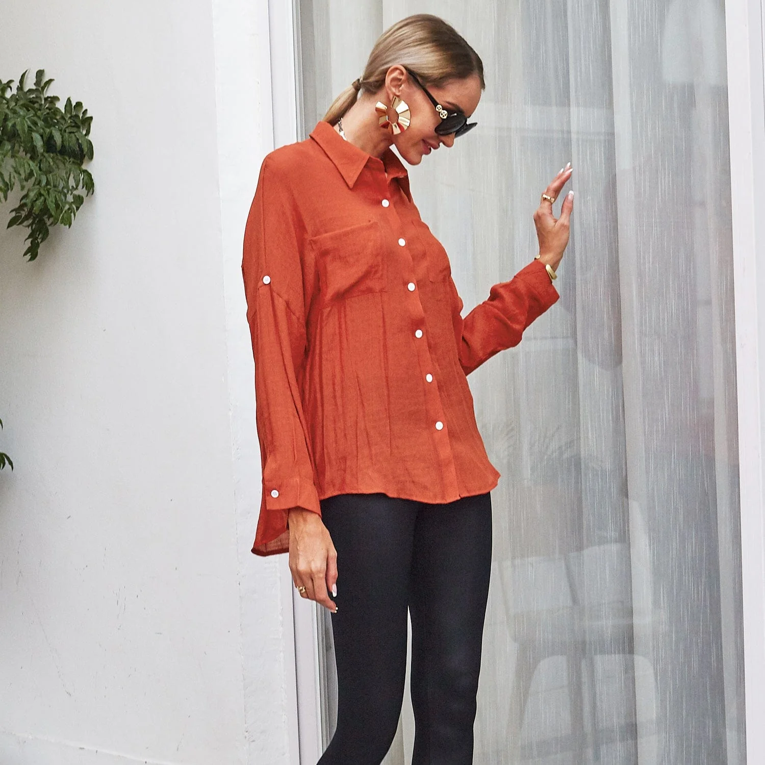 Solid Color Light Button Down - Image 10