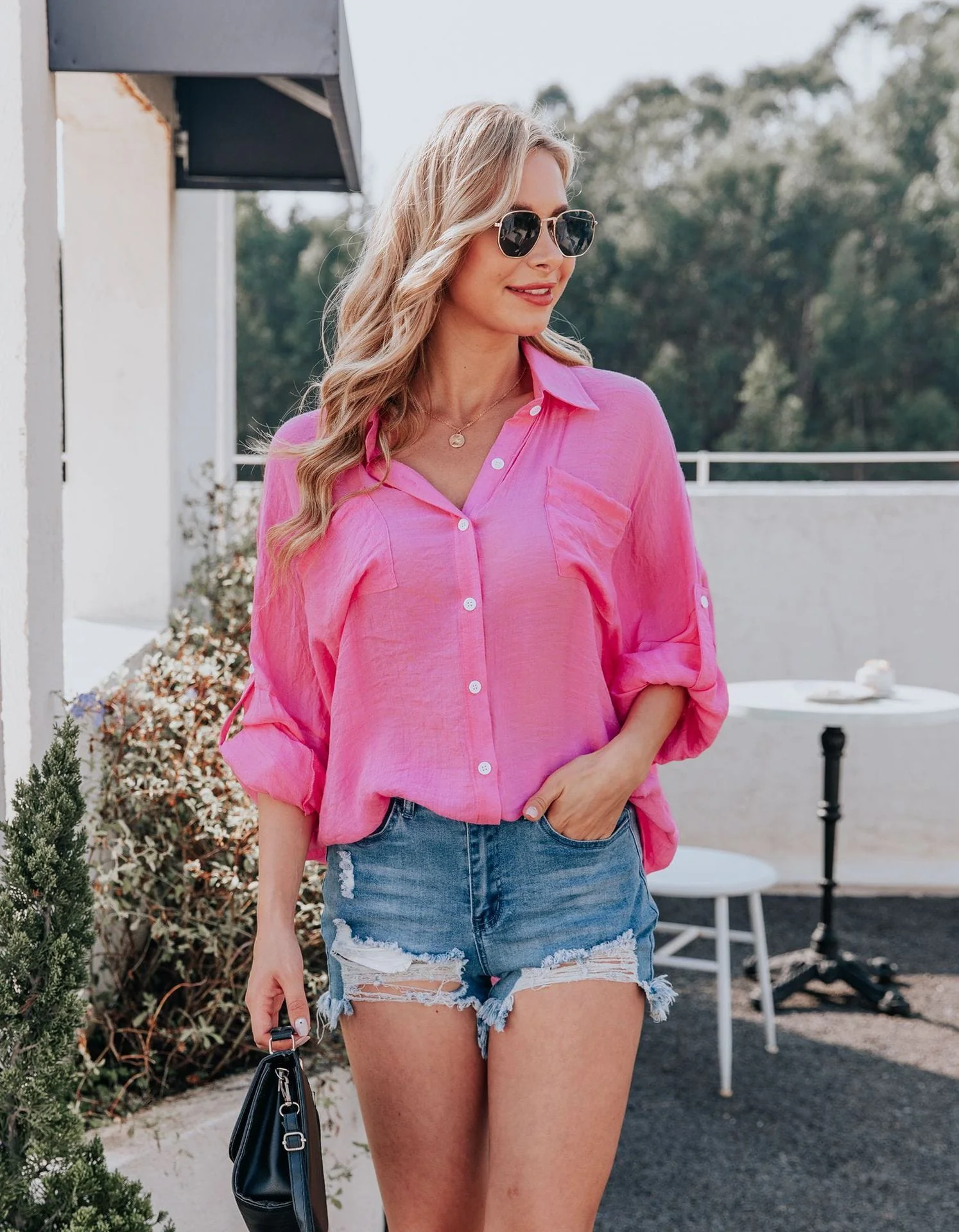 Solid Color Light Button Down - Image 19