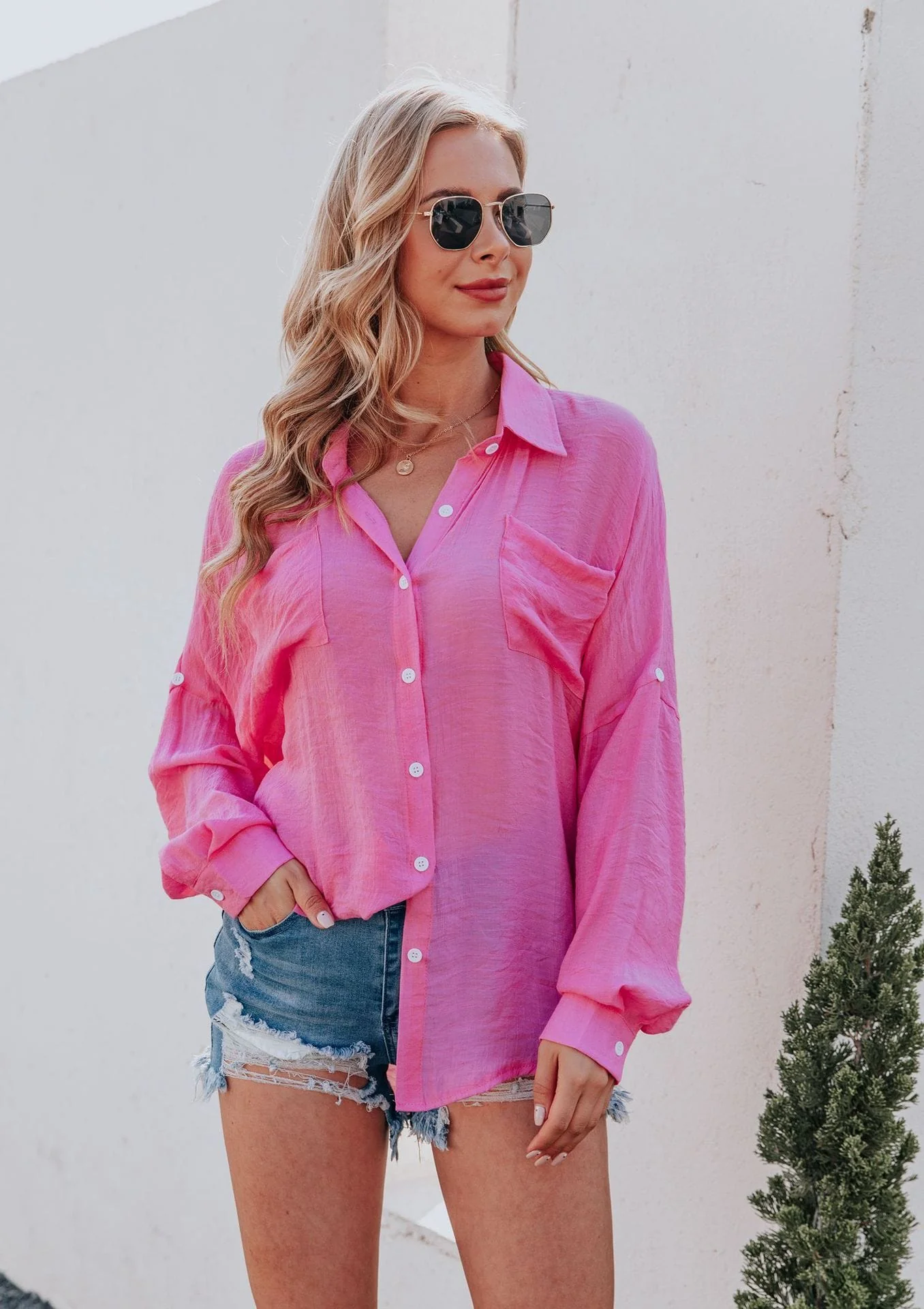 Solid Color Light Button Down - Image 20