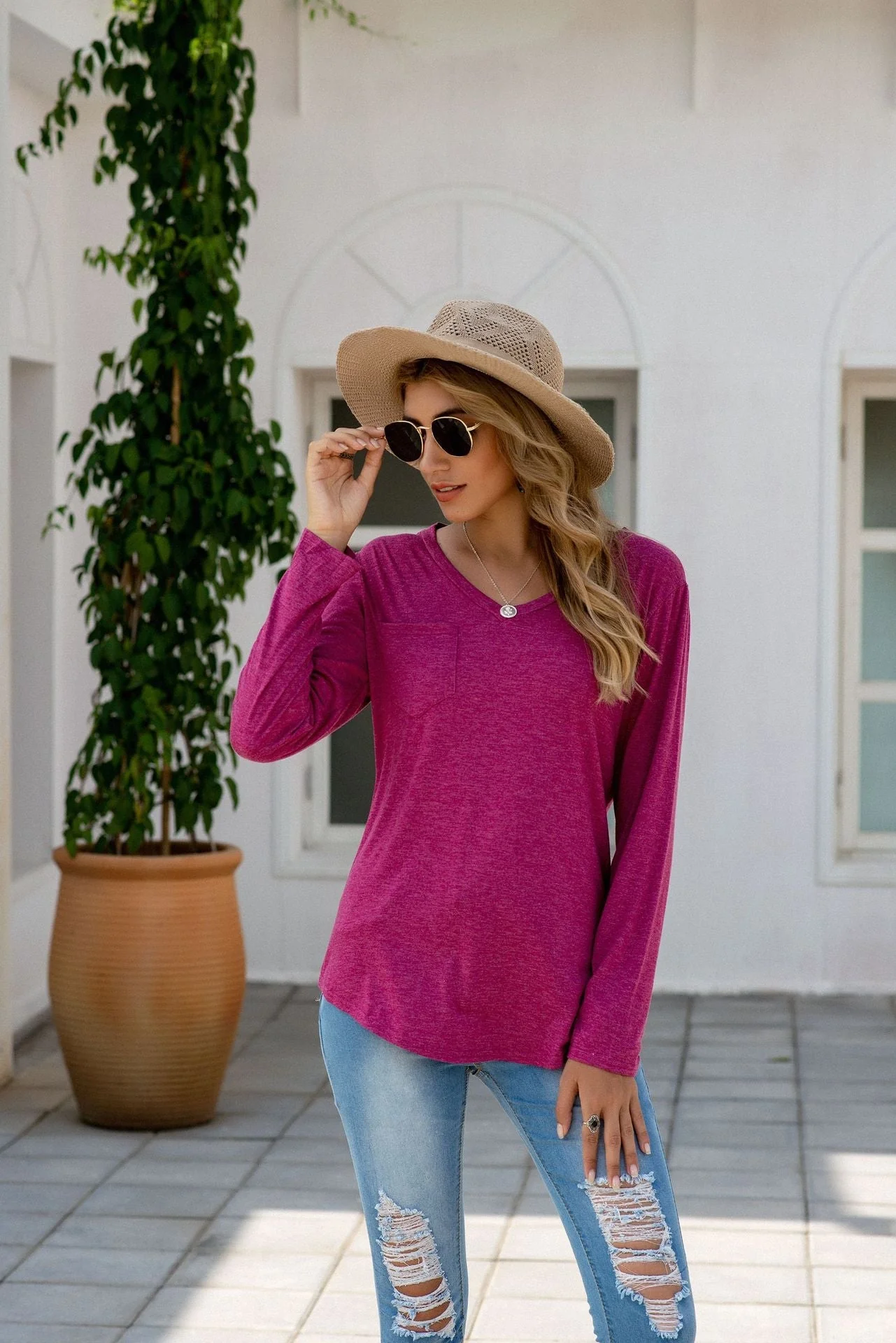 Solid Color Patch Pocket Shirt - Image 21