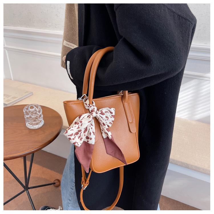 Solid Color Printed Bow Bag - Image 2