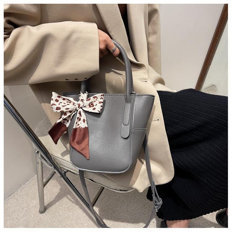 Solid Color Printed Bow Bag - Image 3