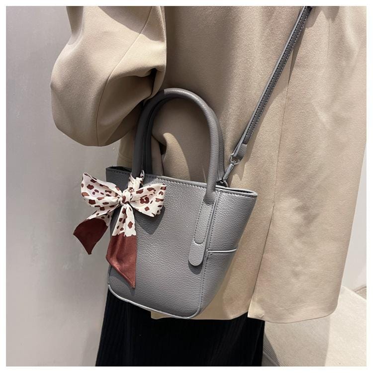 Solid Color Printed Bow Bag - Image 4