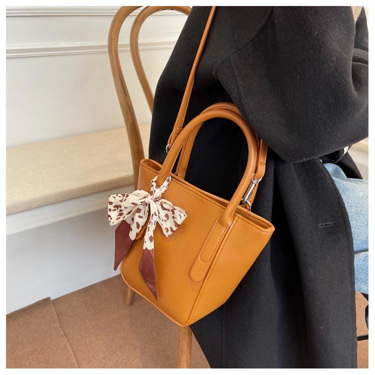 Solid Color Printed Bow Bag - Image 5