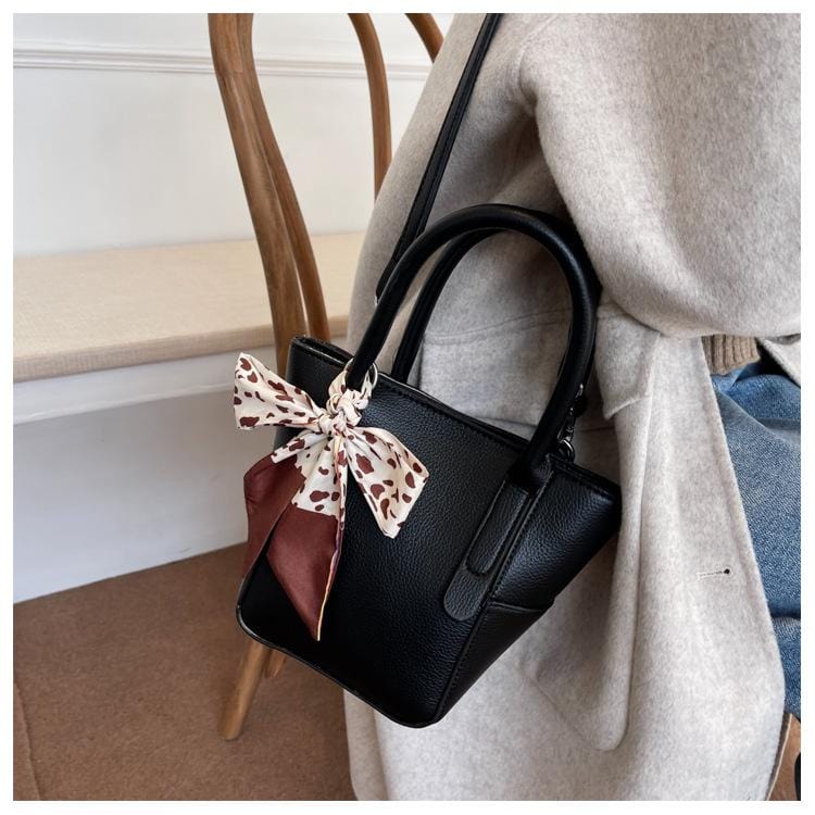 Solid Color Printed Bow Bag - Image 7