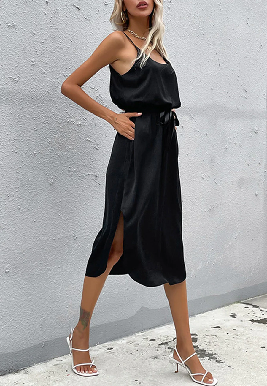 Solid Color Round Hem Dress - Image 10