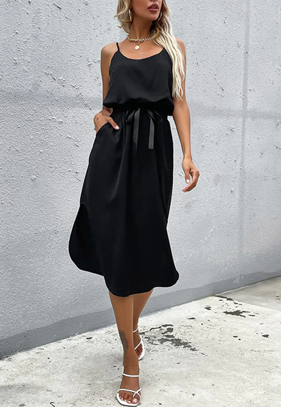 Solid Color Round Hem Dress - Image 11