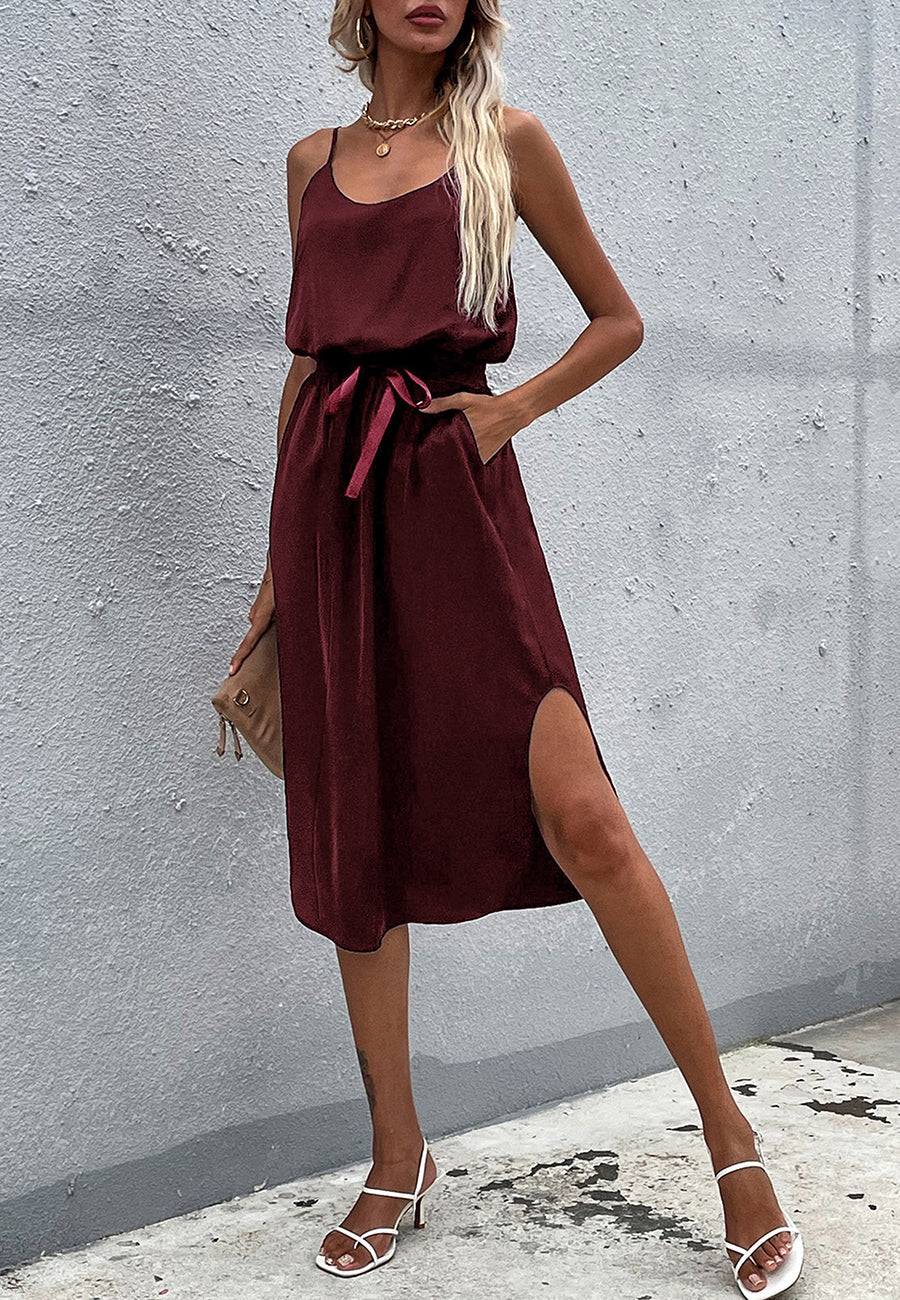 Solid Color Round Hem Dress - Image 14
