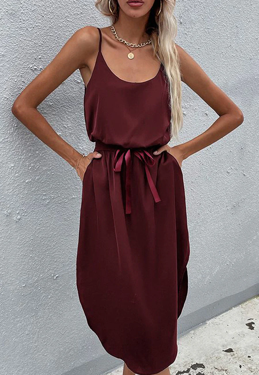 Solid Color Round Hem Dress - Image 18