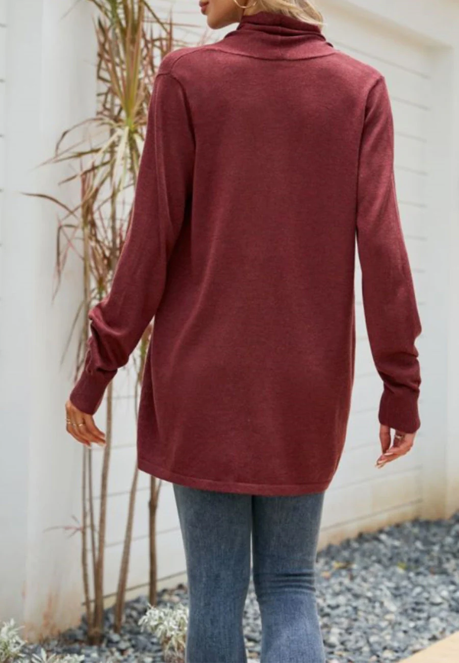 Solid Color Rounded Hem Cardigan - Image 8