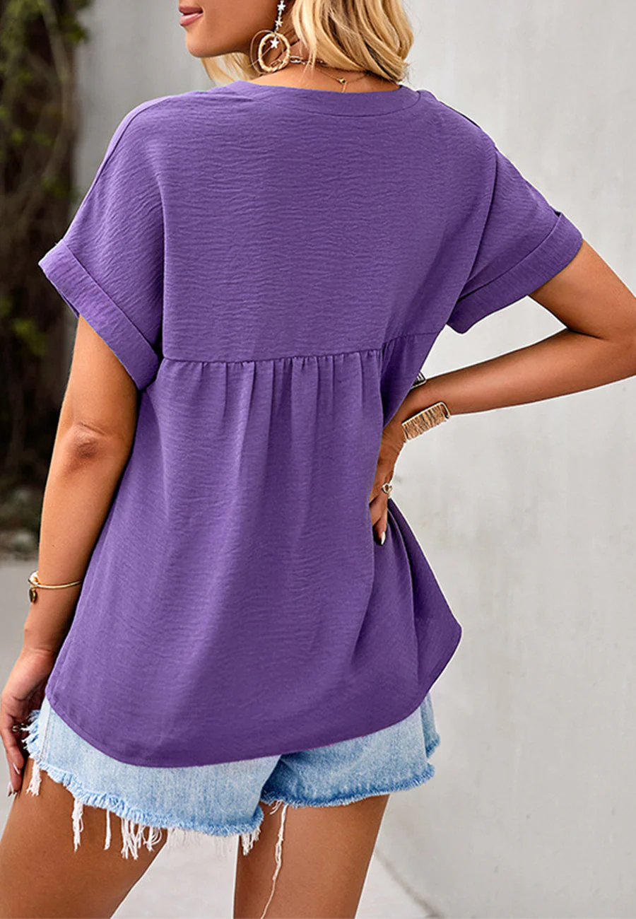 Solid Color Ruched Back Blouse - Image 6
