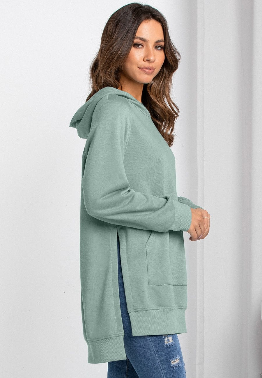 Solid Color Side Slit Hoodie - Image 11