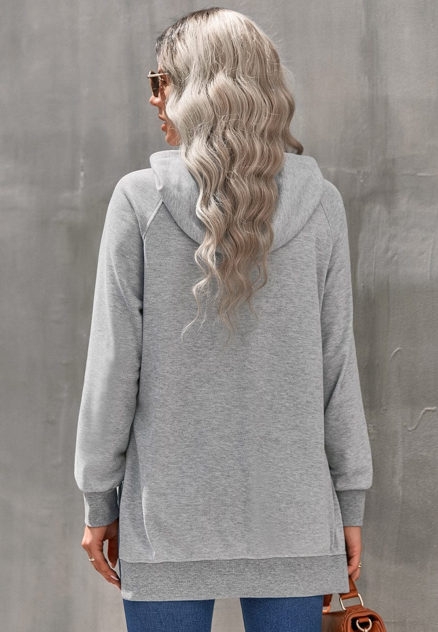 Solid Color Side Slit Hoodie - Image 14