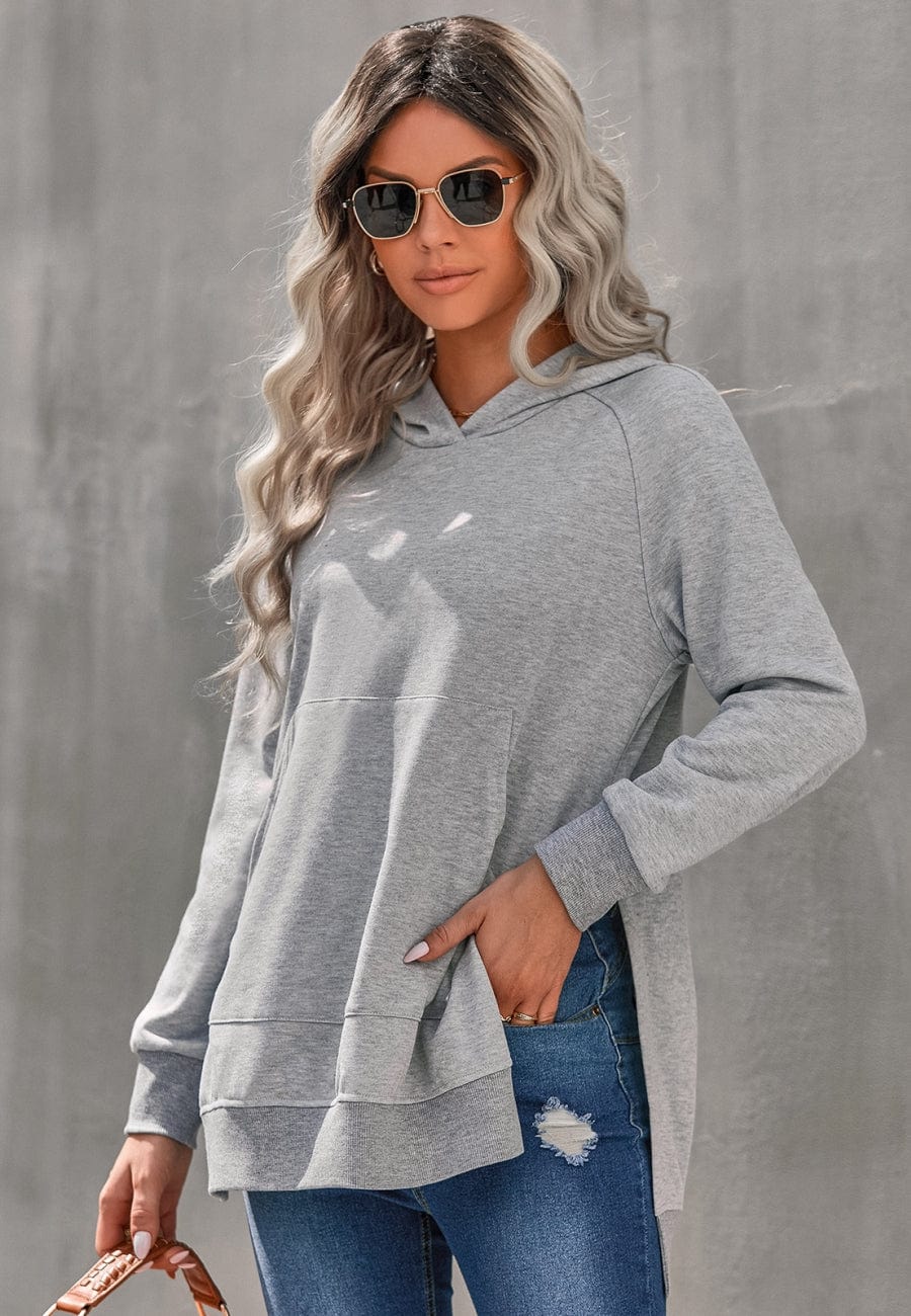 Solid Color Side Slit Hoodie - Image 15