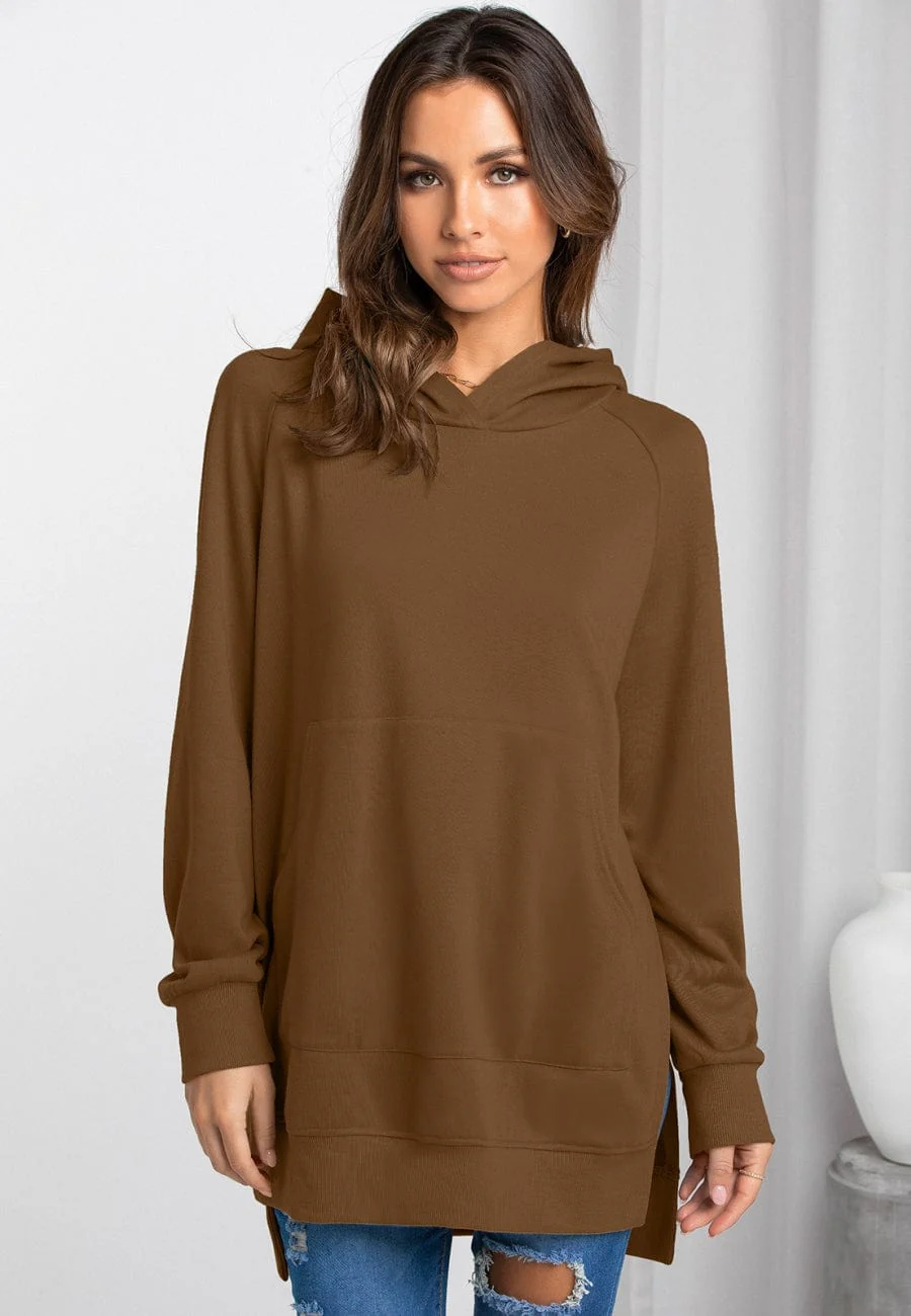 Solid Color Side Slit Hoodie - Image 5