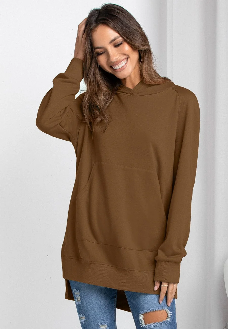 Solid Color Side Slit Hoodie - Image 6