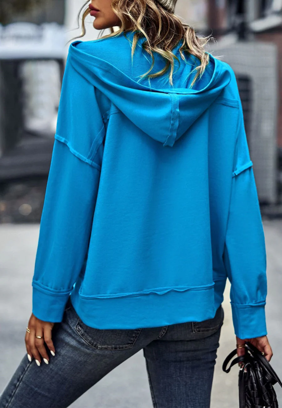 Solid Color Snap Button Henley Sweater - Image 12