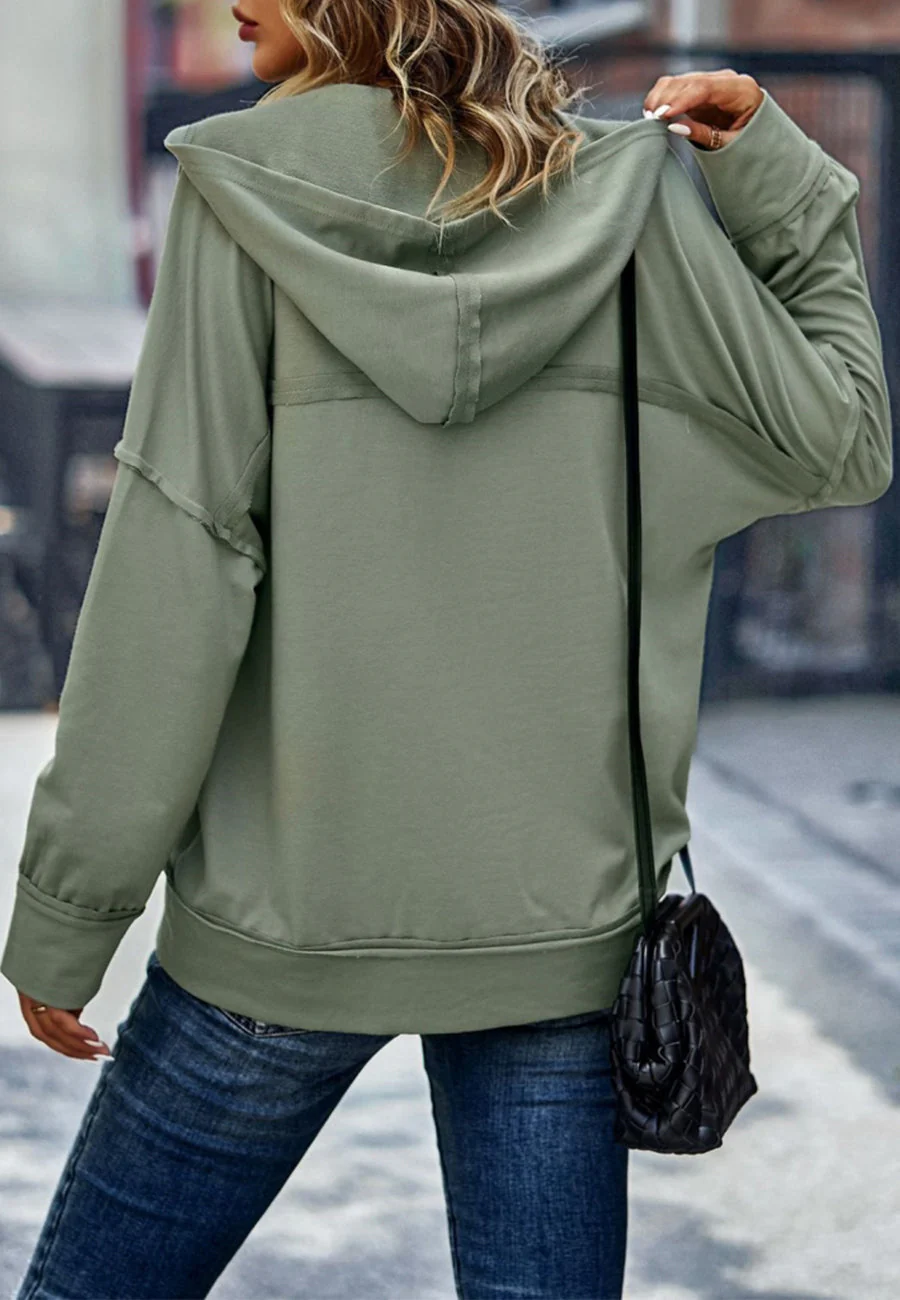 Solid Color Snap Button Henley Sweater - Image 17