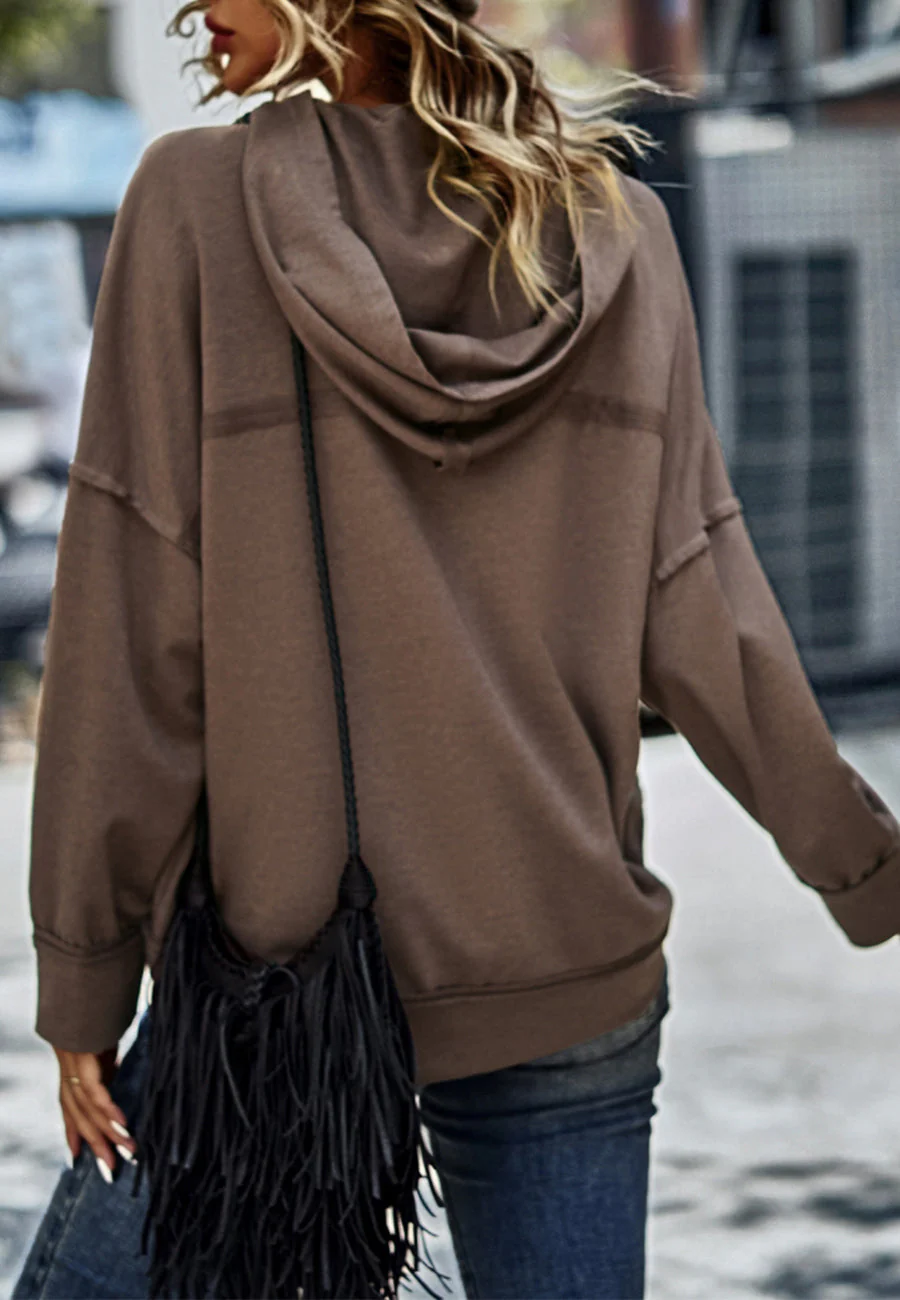 Solid Color Snap Button Henley Sweater - Image 23