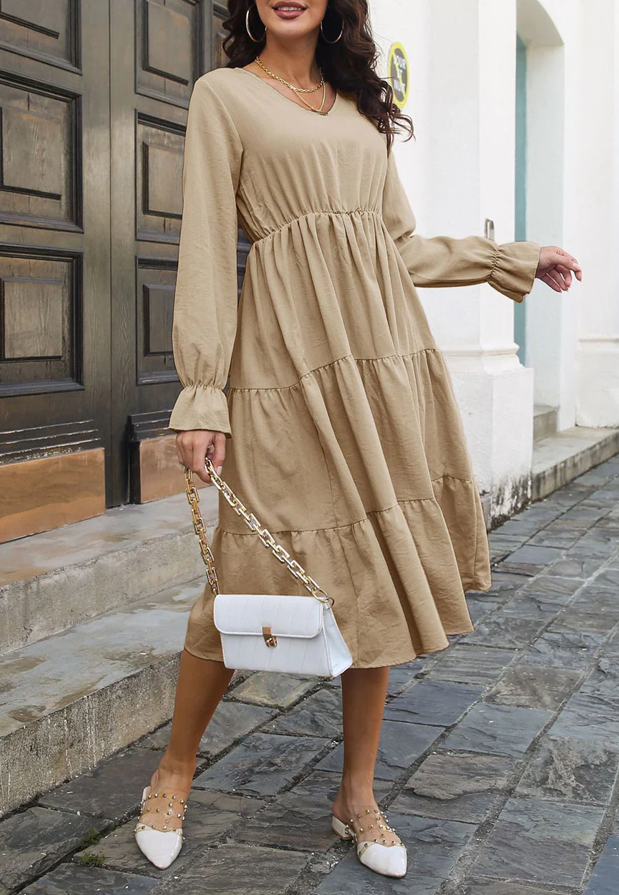 Solid Color Tiered Dress - Image 14