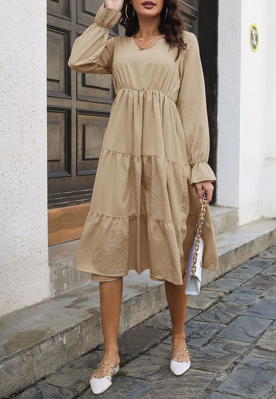 Solid Color Tiered Dress - Image 15