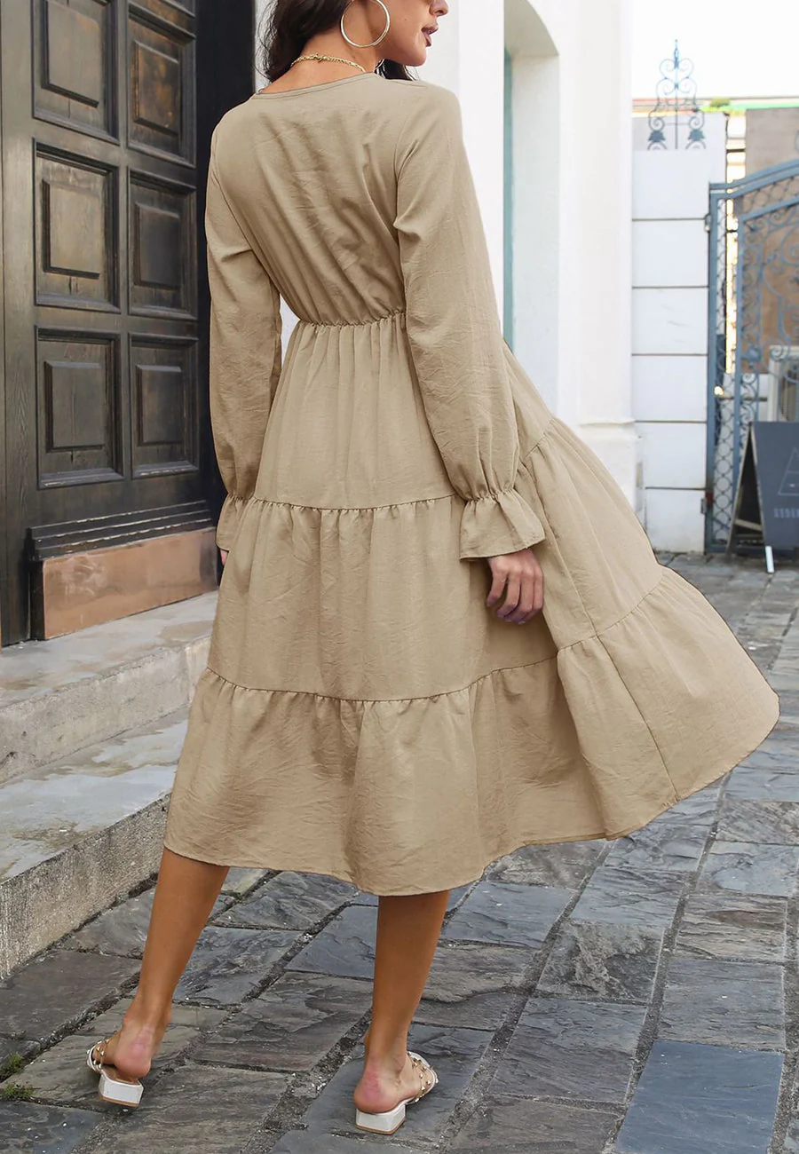 Solid Color Tiered Dress - Image 17
