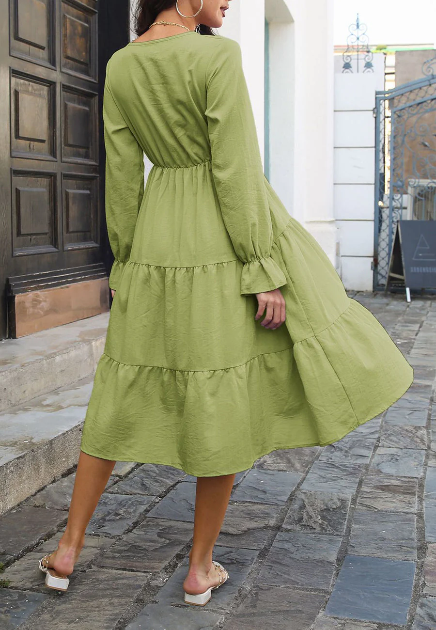 Solid Color Tiered Dress - Image 5