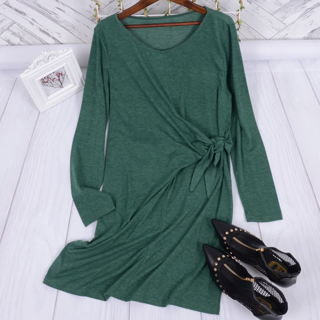 Solid Color Twist Knot Dress - Image 13