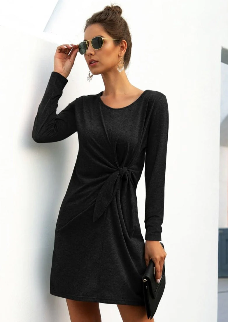 Solid Color Twist Knot Dress - Image 2