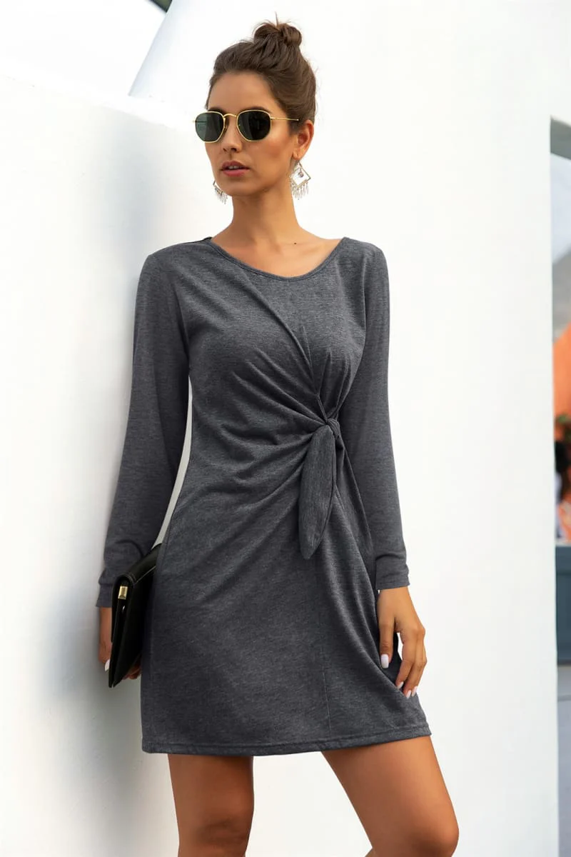 Solid Color Twist Knot Dress - Image 4