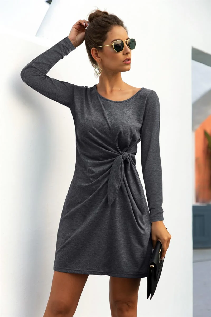 Solid Color Twist Knot Dress - Image 5