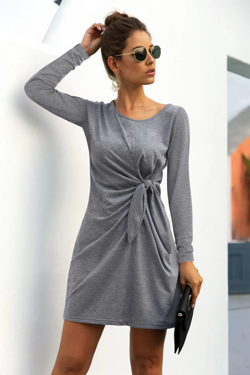 Solid Color Twist Knot Dress - Image 9