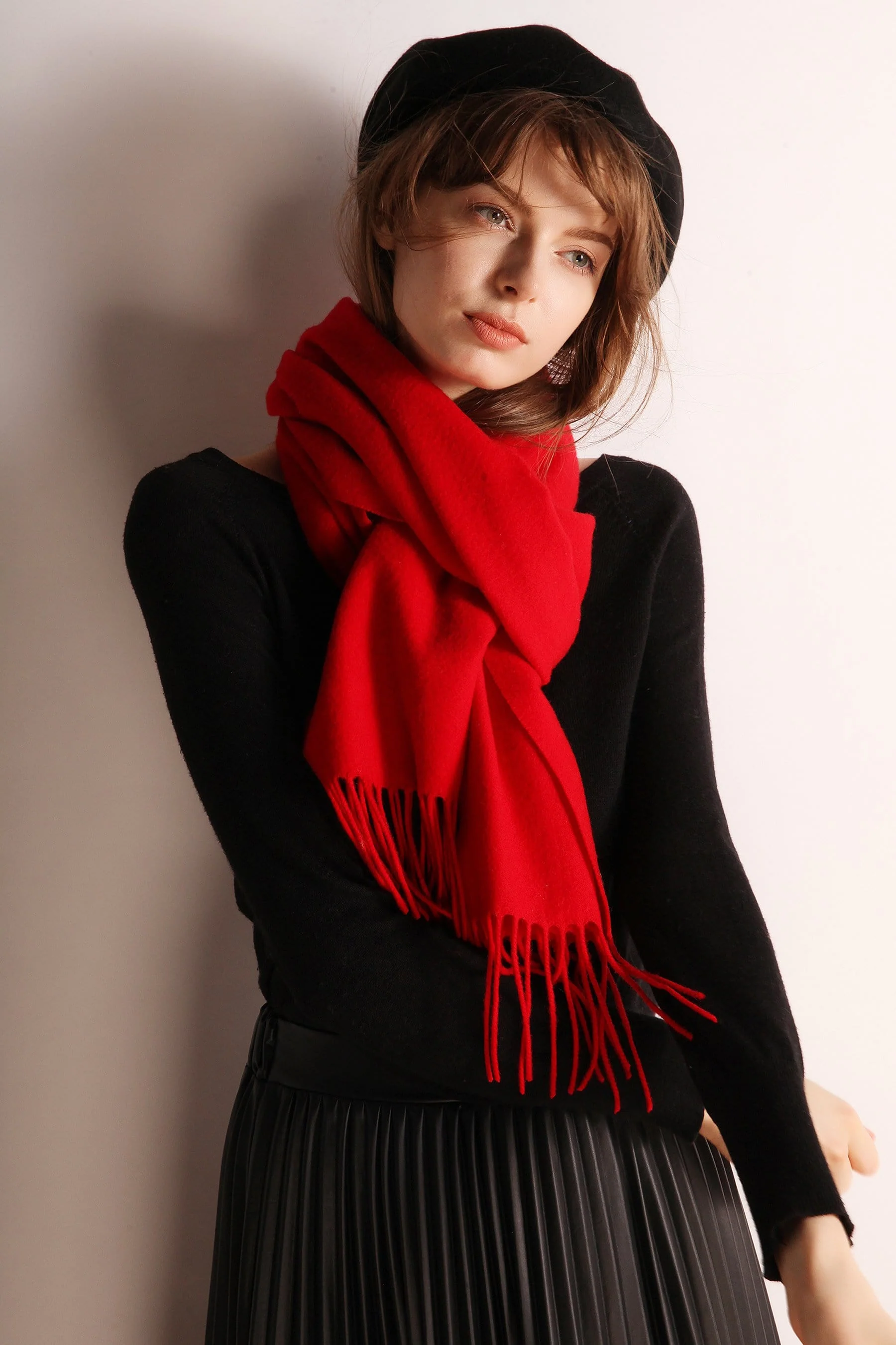 Solid Color Wool Scarf - Image 29
