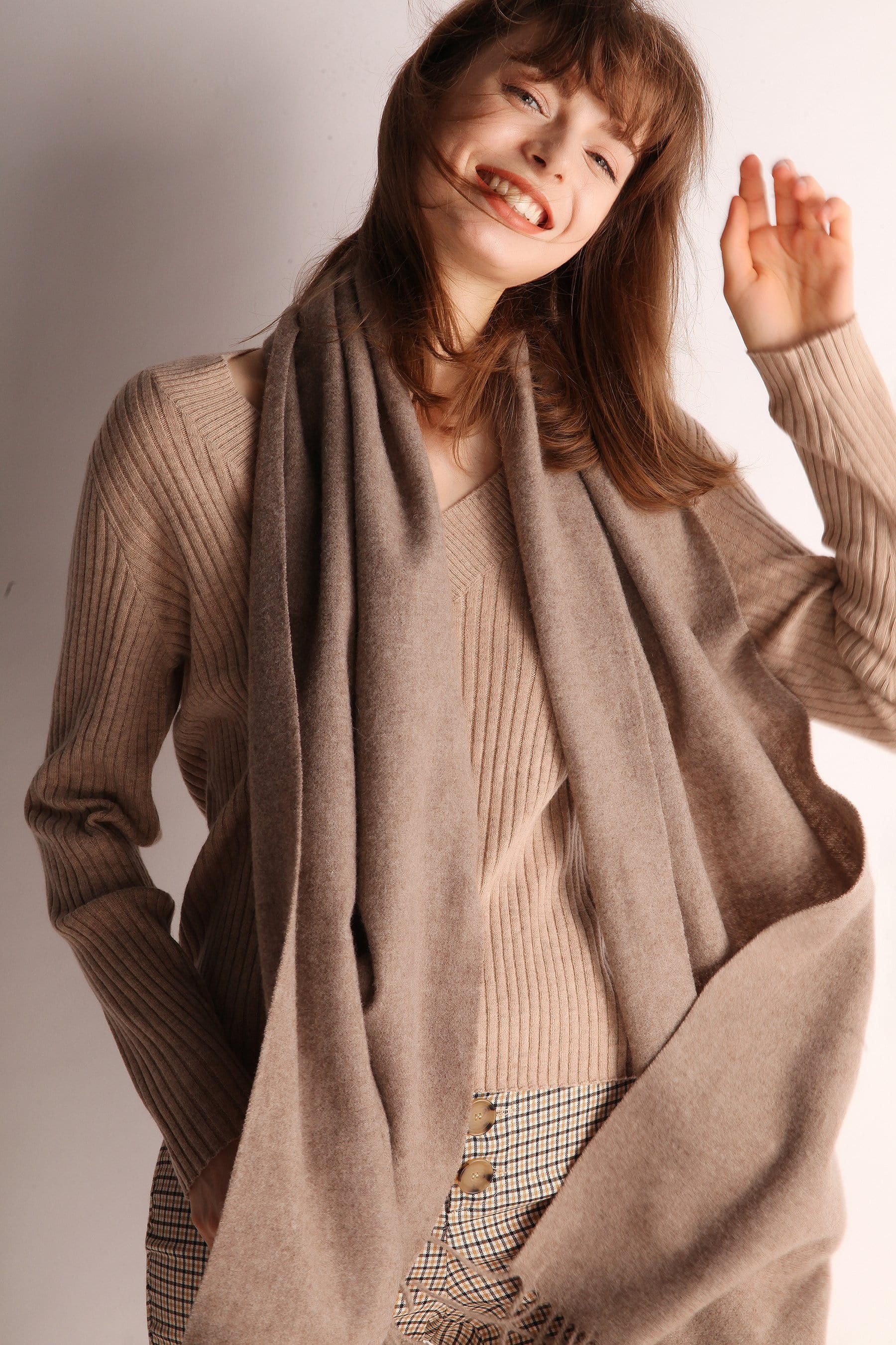 Solid Color Wool Scarf - Image 3