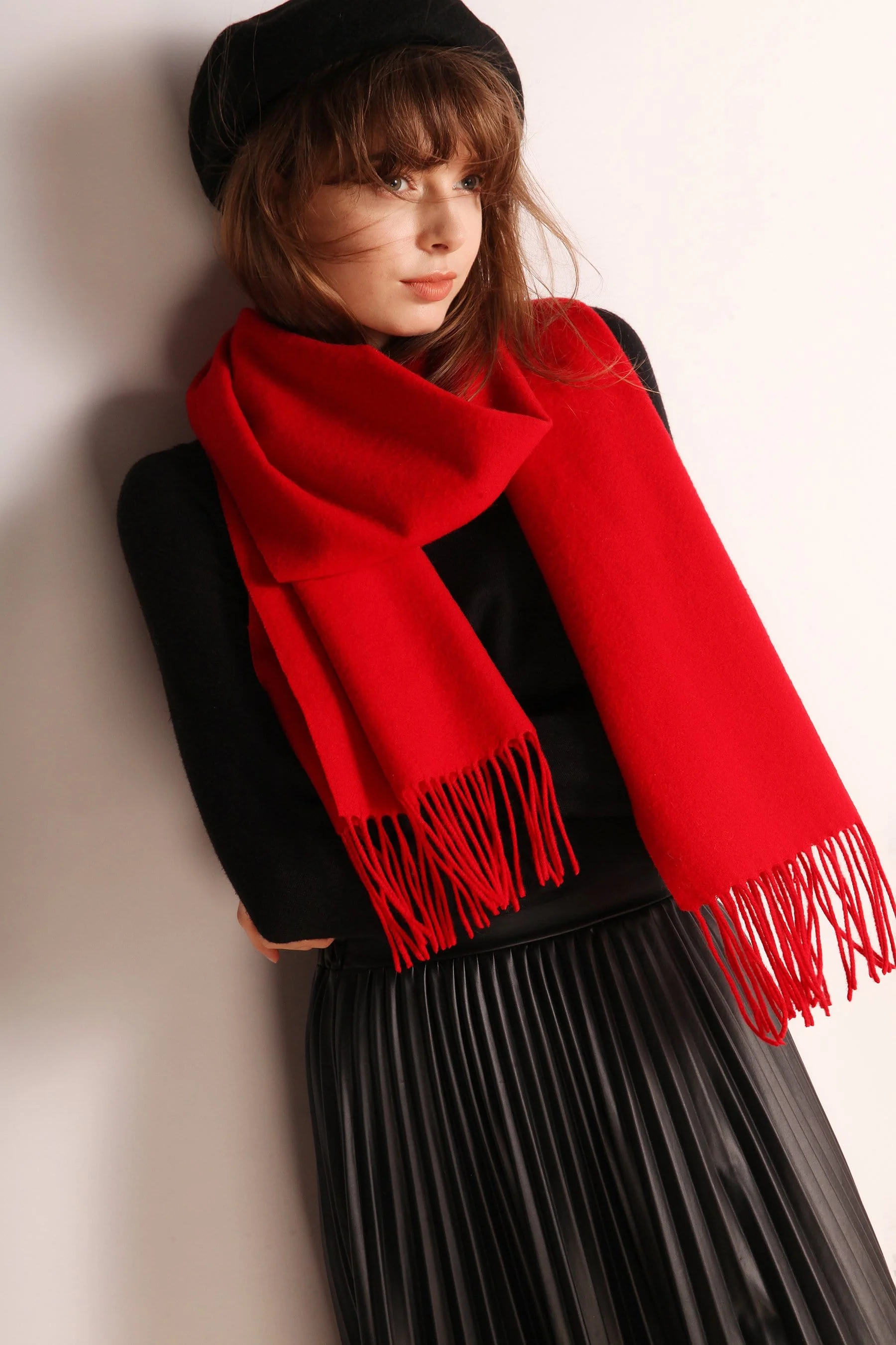 Solid Color Wool Scarf - Image 32