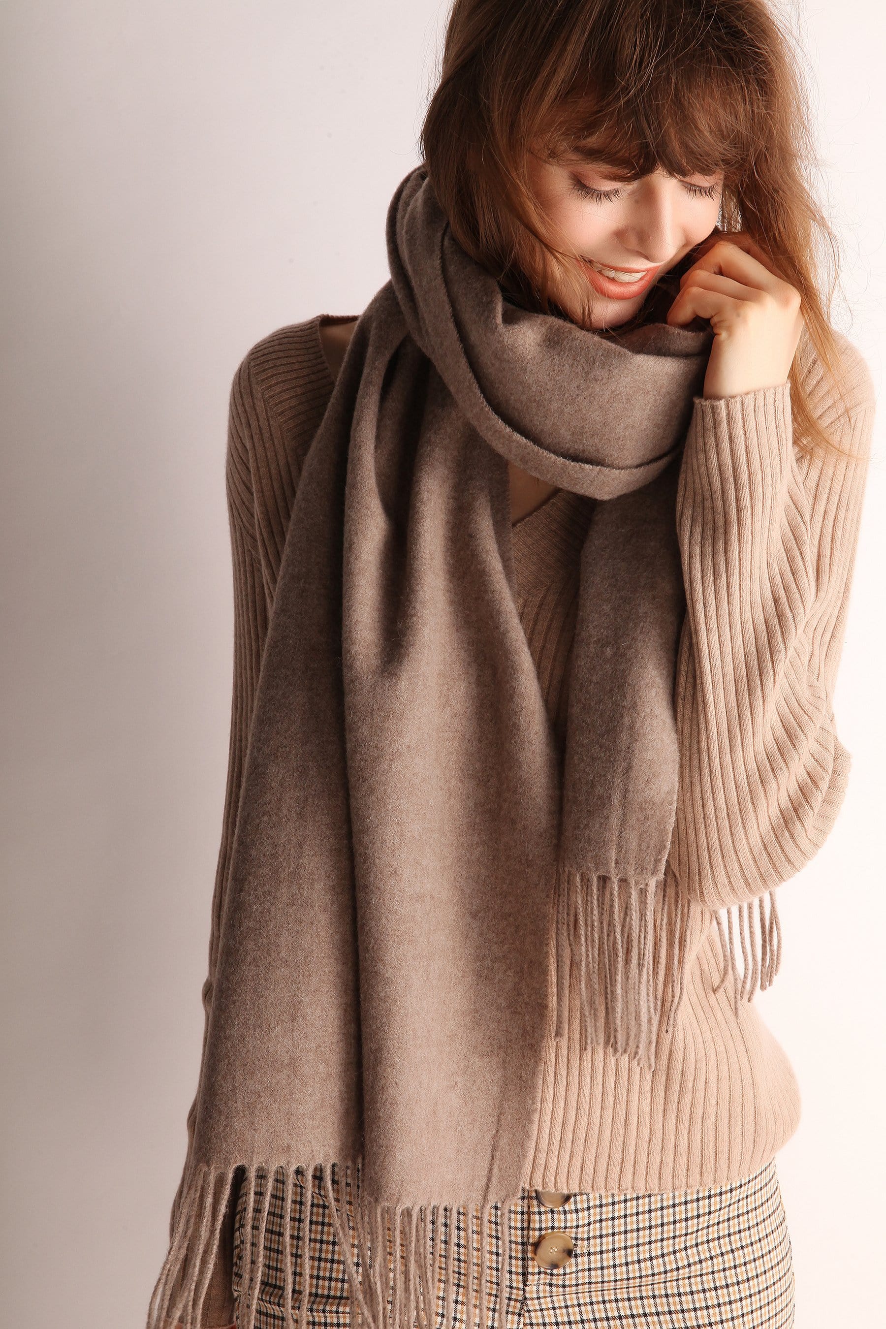 Solid Color Wool Scarf - Image 5