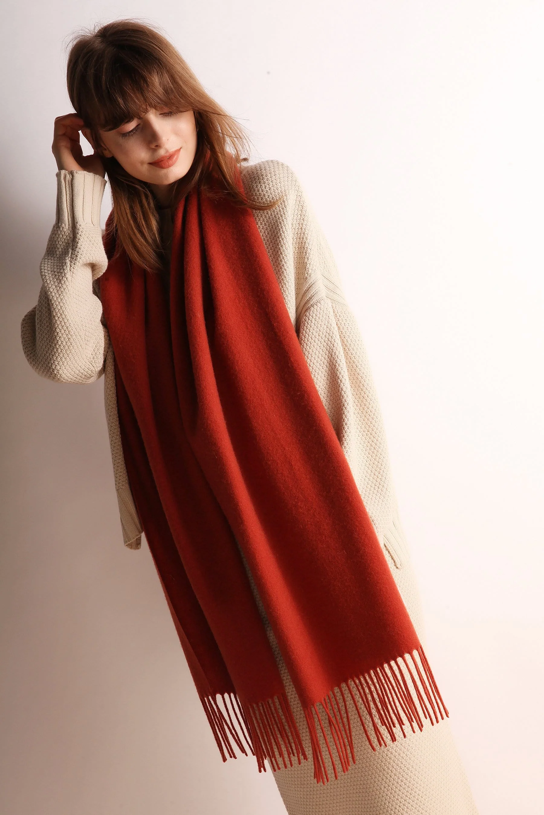 Solid Color Wool Scarf - Image 7