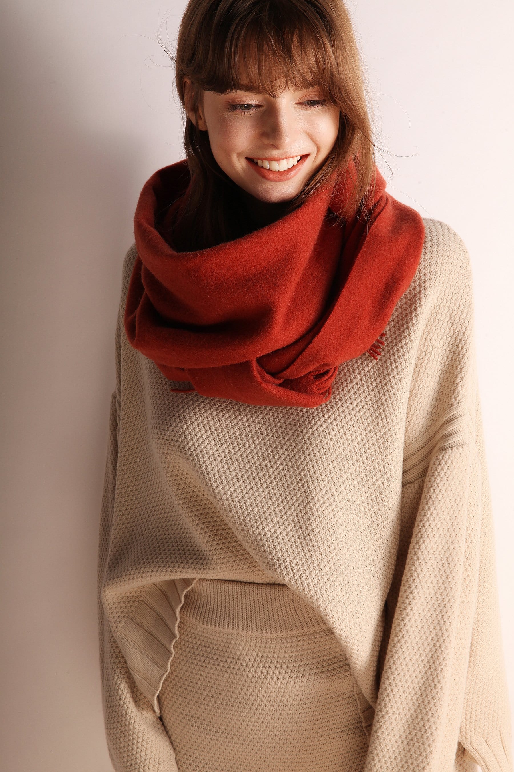 Solid Color Wool Scarf - Image 8