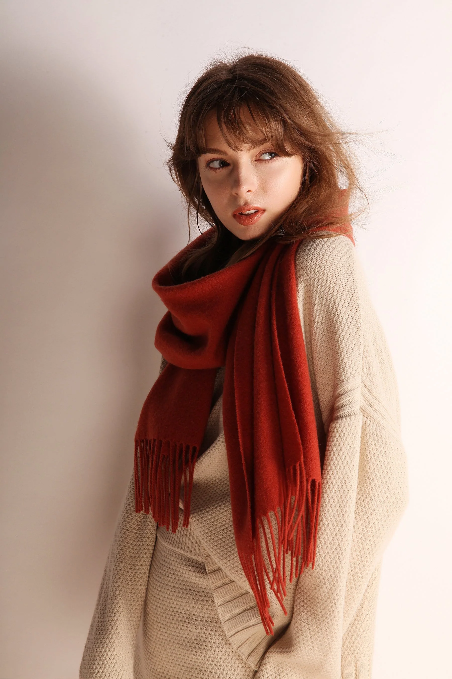 Solid Color Wool Scarf - Image 9