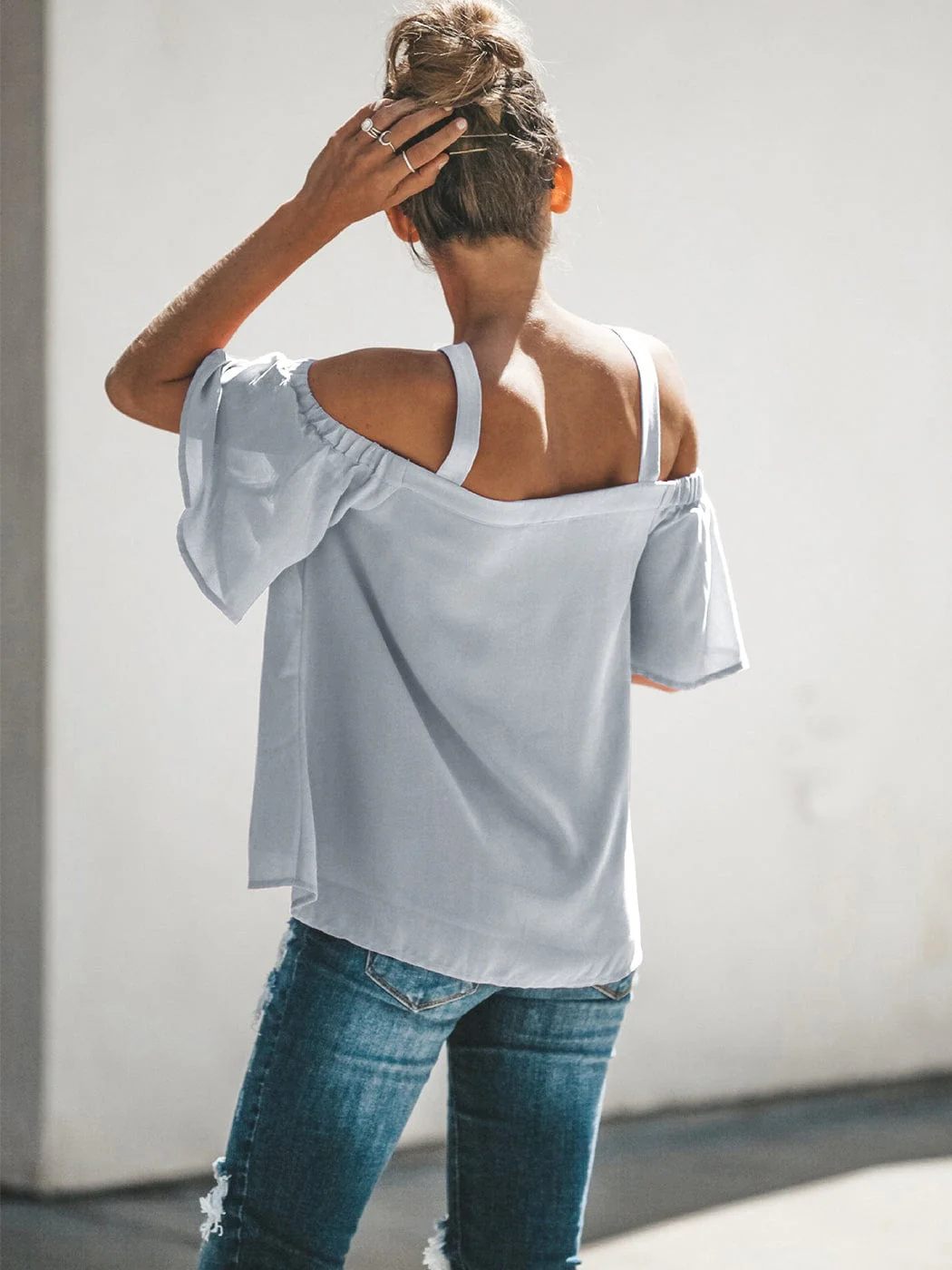Solid Cutout Cold Shoulder Top - Image 10