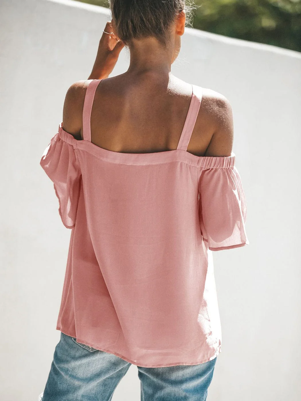 Solid Cutout Cold Shoulder Top - Image 15