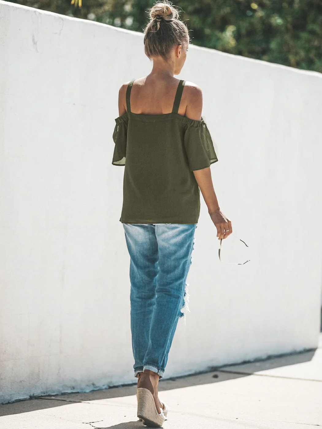 Solid Cutout Cold Shoulder Top - Image 8