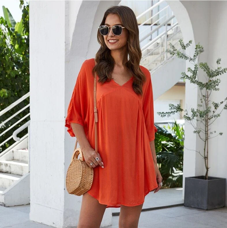 Solid Flowy Mini Dress - Image 11