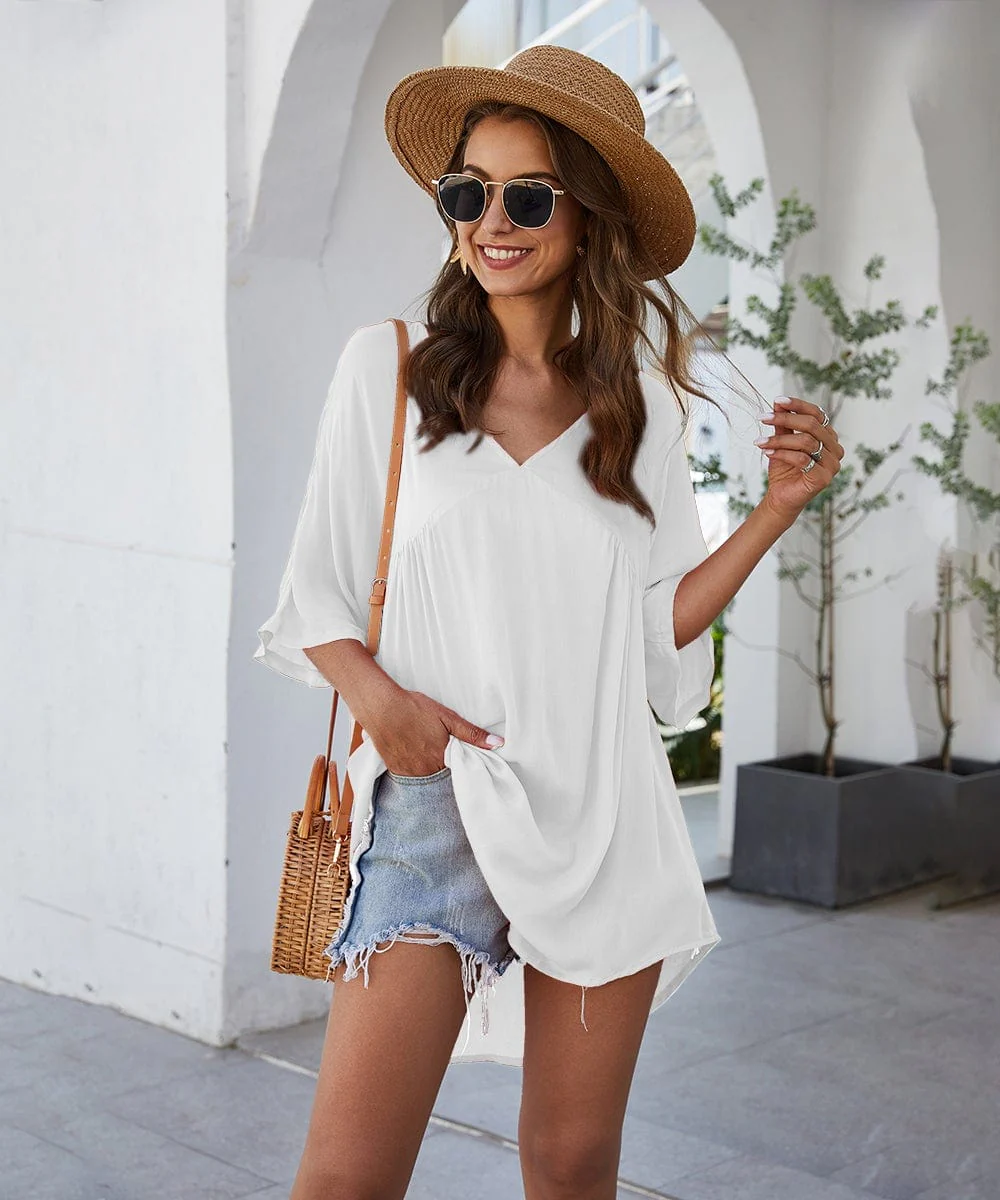 Solid Flowy Mini Dress - Image 12