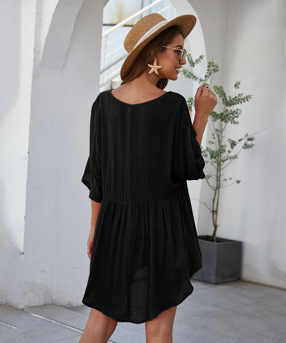 Solid Flowy Mini Dress - Image 13