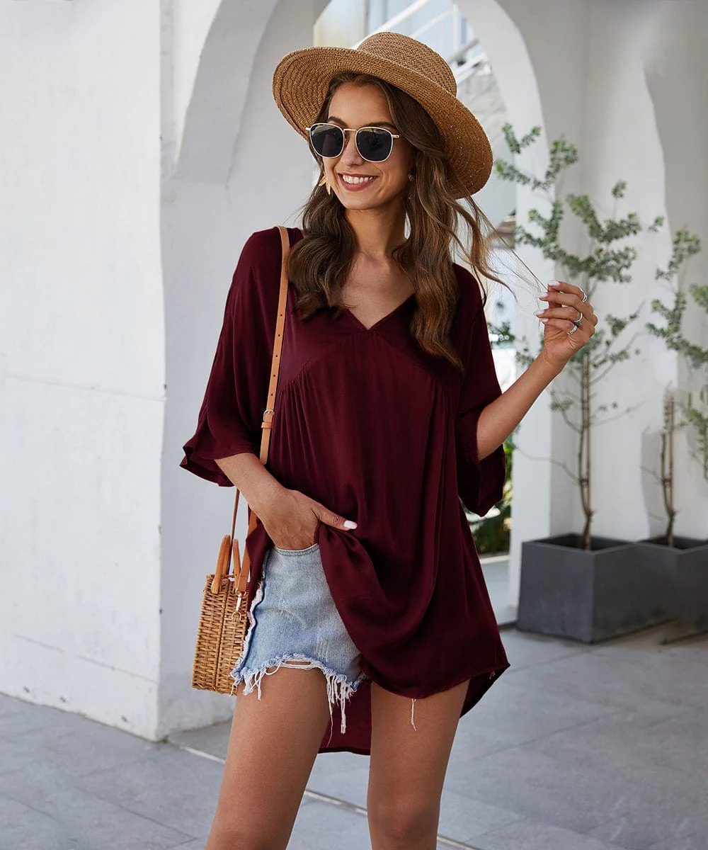 Solid Flowy Mini Dress - Image 14
