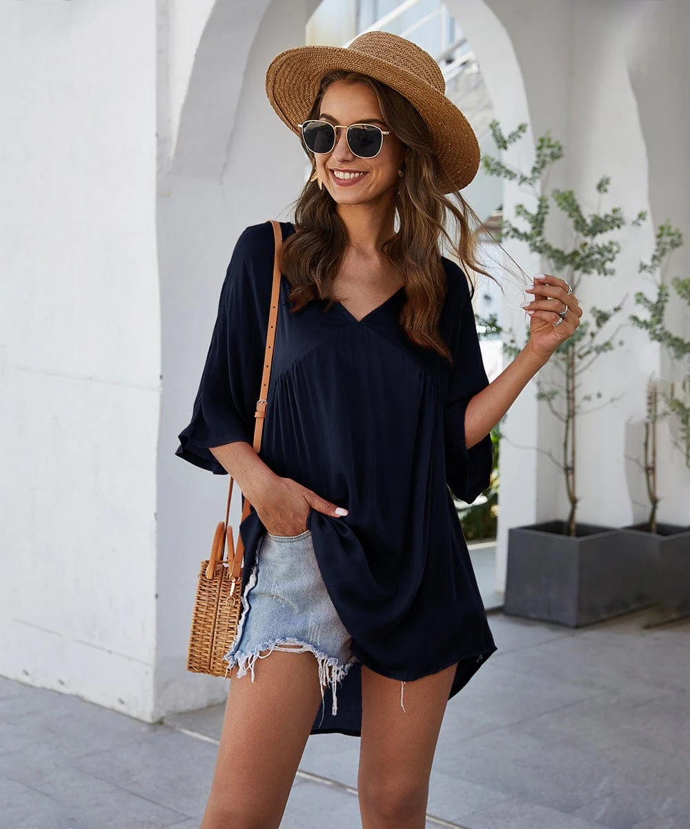 Solid Flowy Mini Dress - Image 16